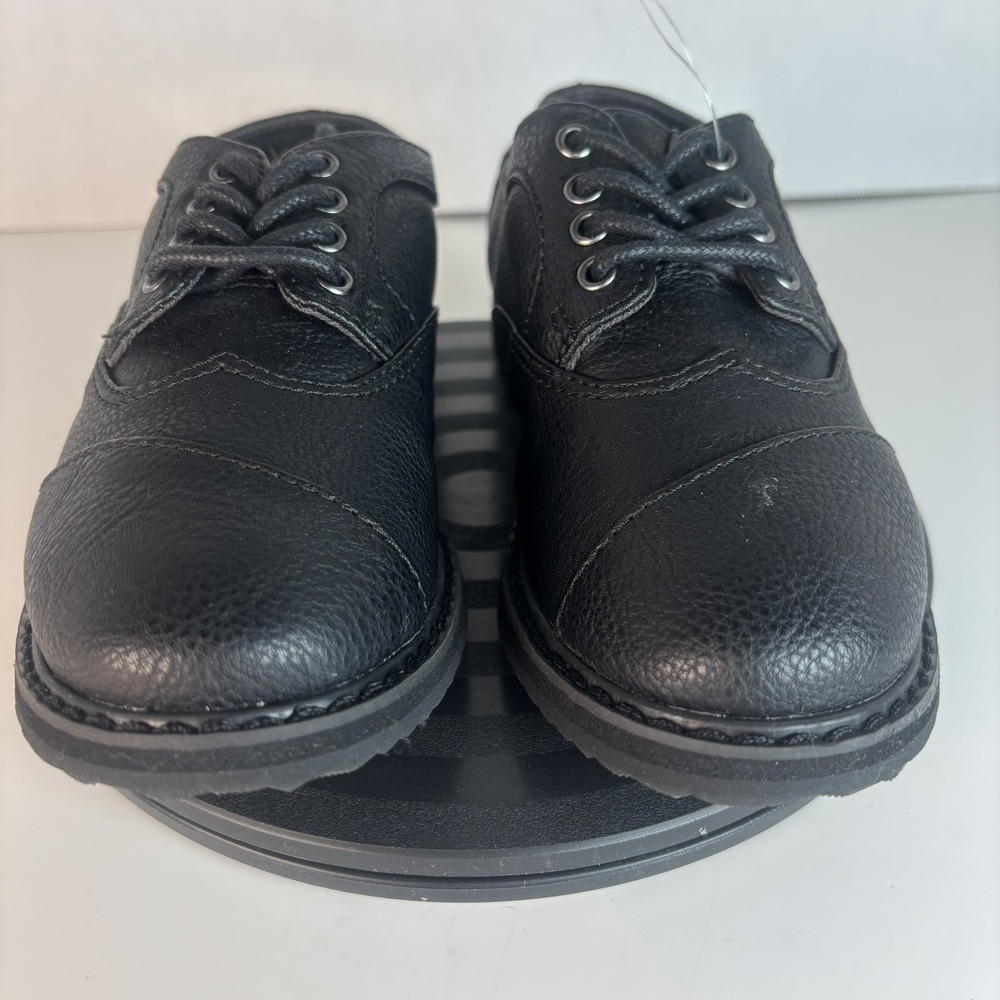 Toms Boys 100292041 Black Leather Lace Up Round Toe Casual Oxford Shoes Size Y12 - Picture 3 of 7